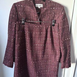 Le Suit Maroon Textured Skirt Set